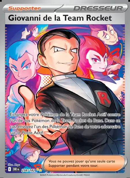 Giovanni de la Team Rocket, carte Pokémon DRI 238 — extension Rivalités Destinées