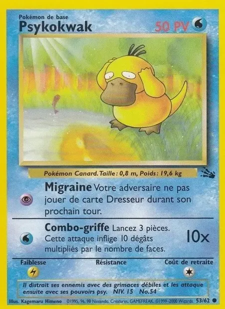 Psykokwak, carte Pokémon FO 53 — extension Fossile