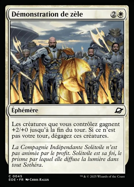 Démonstration de zèle, carte Magic EOE 45 — extension Edge of Eternities