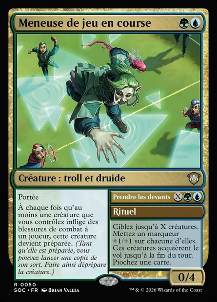 Meneuse de jeu en course // Run the Play, carte Magic SOC 50 — extension Secrets of Strixhaven Commander