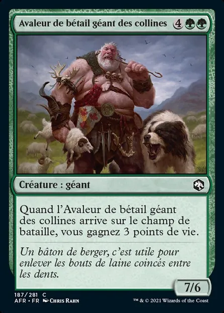 Avaleur de bétail géant des collines, carte Magic AFR 187 — extension Forgotten Realms: Aventures dans les Royaumes Oubliés