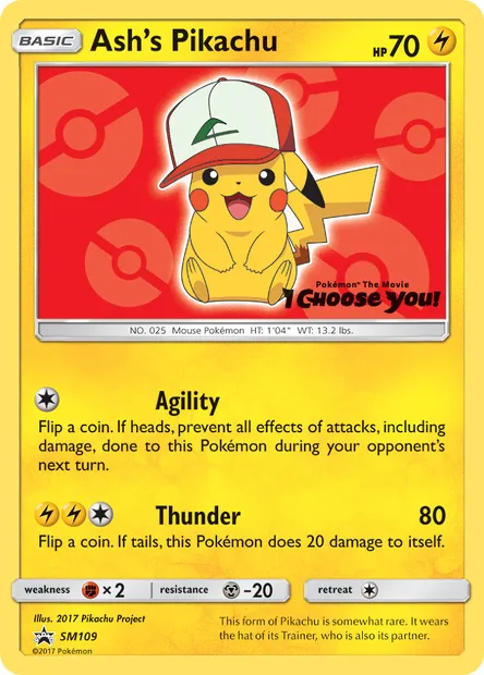 Pikachu de Sacha, carte Pokémon SM 109 — extension Promo SM