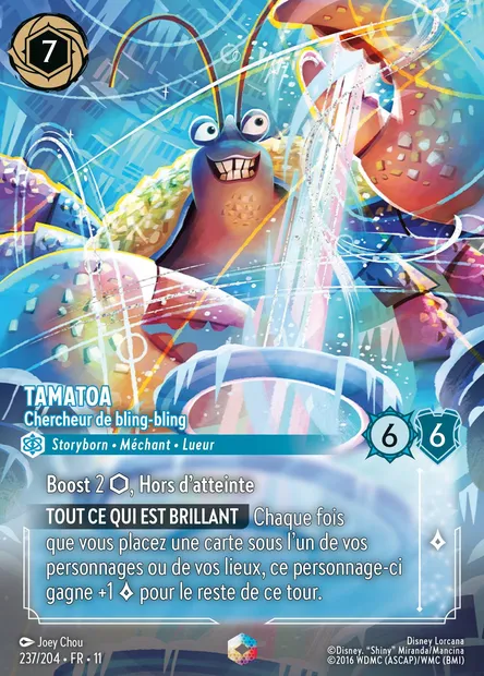 Tamatoa - Chercheur de bling-bling, carte Disney Lorcana CH11-237 — extension Givresort