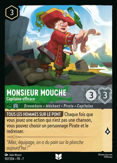 Monsieur Mouche - Capitaine efficace, carte Disney Lorcana CH7-107 — extension L'île d'Archazia