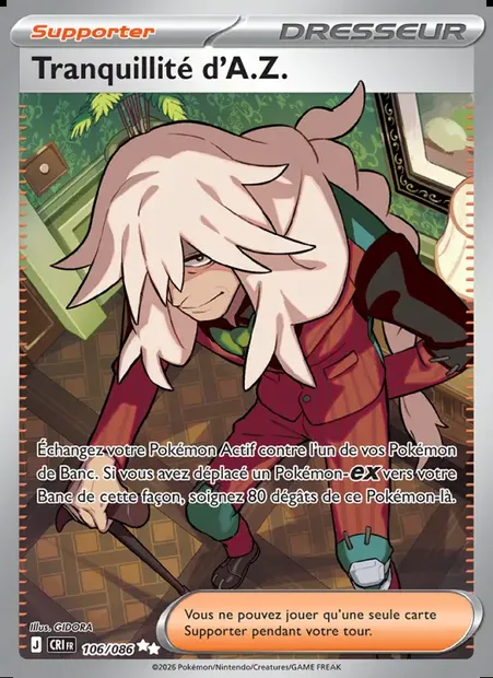 Tranquillité d'A.Z., carte Pokémon CRI 106 — extension Chaos Ascendant