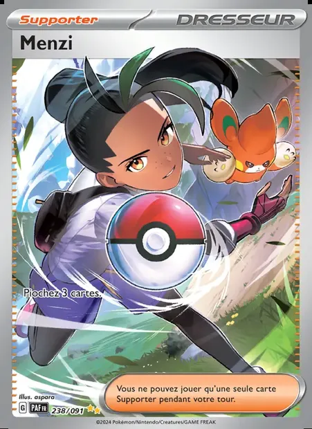 Menzi, carte Pokémon PAF 238 — extension Destinées de Paldea
