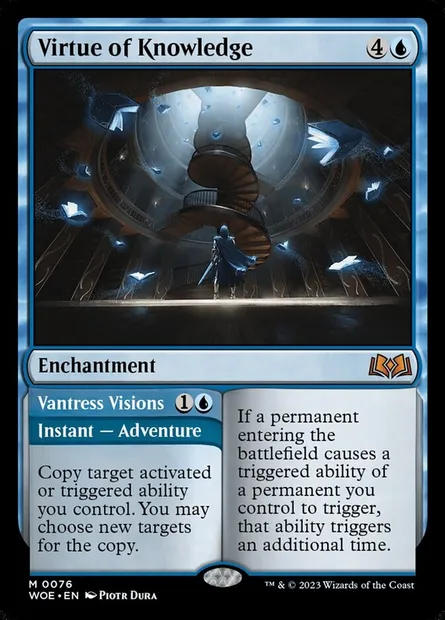 Virtue of Knowledge // Vantress Visions, Magic card WOE 76 — Wilds of Eldraine set