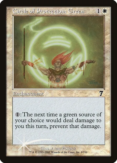 Cercle de protection : vert, carte Magic 7ED 8★ — extension Septième Edition