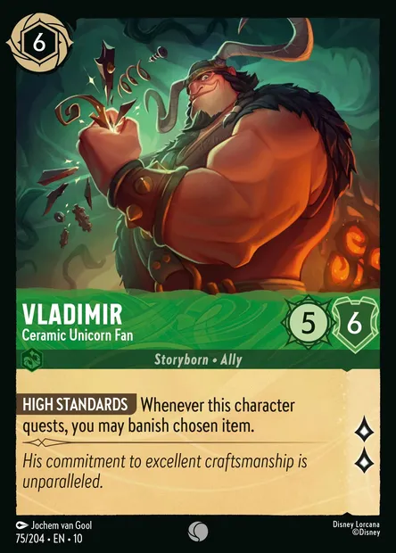 Vladimir - Ceramic Unicorn Fan, Disney Lorcana card CH10-075 — Whispers in the Well set