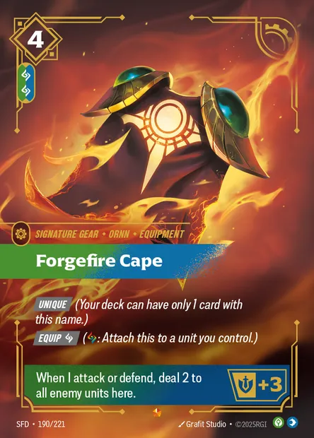 Forgefire Cape, carte Riftbound SFD 190 — extension Spiritforged