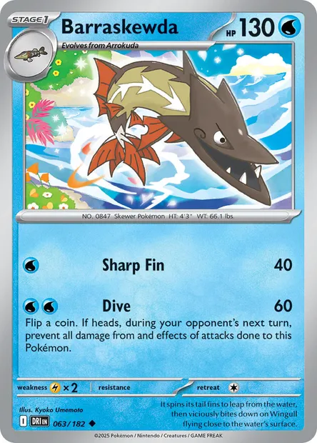 Barraskewda, Pokémon card DRI 063 — Destined Rivals set