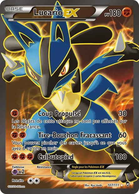 Lucario EX, carte Pokémon FFI 107 — extension Poings Furieux