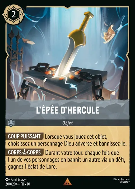 L'épée d'Hercule, carte Disney Lorcana CH10-200 — extension Lueurs dans les Profondeurs