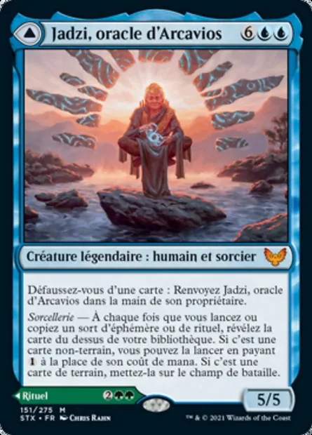Jadzi, oracle d'Arcavios // Voyage vers l'oracle, carte Magic STX 151 — extension Strixhaven: l'Académie des Mages