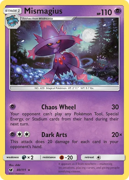 Mismagius, Pokémon card CIN 40 — Crimson Invasion set