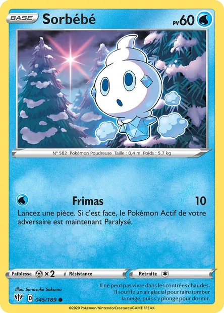 Sorbébé, carte Pokémon DAA 45 — extension Ténèbres Embrasées