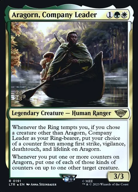 Aragorn, chef de la compagnie, carte Magic PLTR 191s — extension Tales of Middle-earth Promos