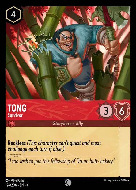 Tong - Survivor, Disney Lorcana card CH4-126 — Ursula's Return set