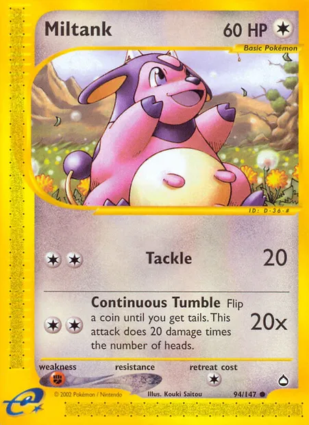 Miltank, Pokémon card AQ 94 — Aquapolis set