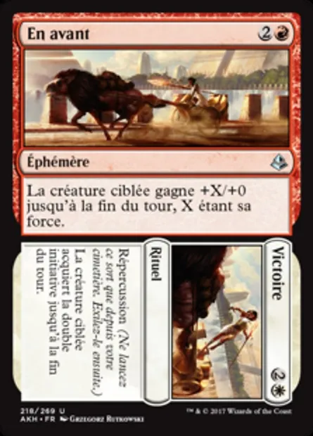 En avant // Victoire, carte Magic AKH 218 — extension Amonkhet