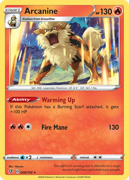 Arcanine, Pokémon card RCL 28 — Rebel Clash set