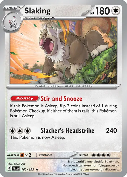 Slaking, Pokémon card PAL 162 — Paldea Evolved set
