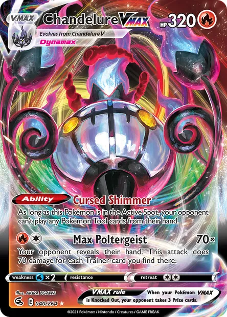 Chandelure VMAX, Pokémon card FST 40 — Fusion Strike set