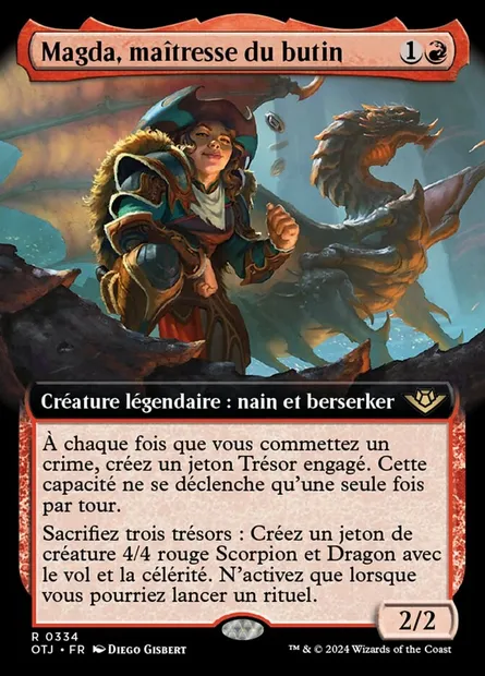 Magda, maîtresse du butin, carte Magic OTJ 334 — extension Outlaws of Thunder Junction