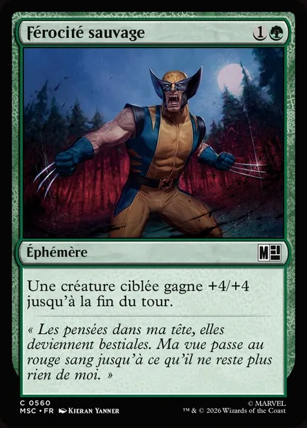 Férocité sauvage, carte Magic MSC 560 — extension Marvel Super Heroes Commander
