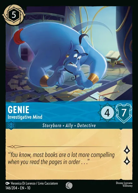 Genie - Investigative Mind, Disney Lorcana card CH10-146 — Whispers in the Well set