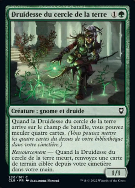Druidesse du cercle de la terre, carte Magic CLB 220 — extension Commander Légendes : la bataille de la Porte de Baldur