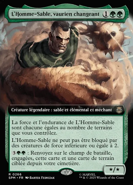 L'Homme-Sable, vaurien changeant, carte Magic SPM 266 — extension Marvel's Spider-Man