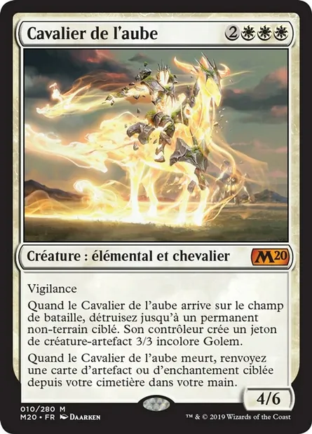 Cavalier de l'aube, carte Magic M20 10 — extension Core Set 2020