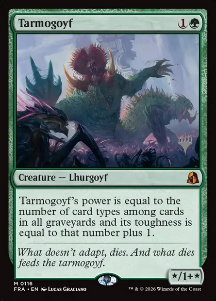Tarmogoyf, carte Magic PFRA 116p — extension Reality Fracture Promos