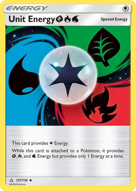 Unit Energy GrassFireWater, Pokémon card UPR 137 — Ultra Prism set