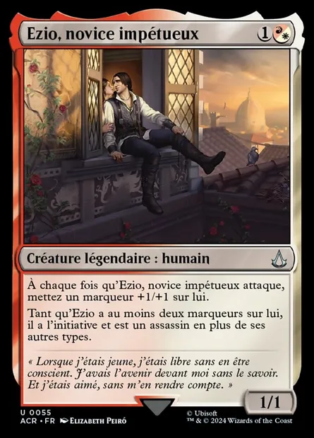 Ezio, novice impétueux, carte Magic ACR 55 — extension Assassin's Creed