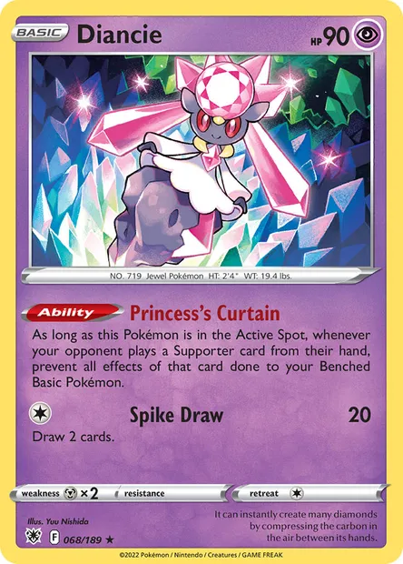 Diancie, Pokémon card ASR 068 — Astral Radiance set