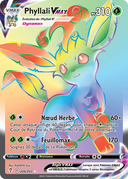 Phyllali VMAX, carte Pokémon EVS 204 — extension Évolution Céleste