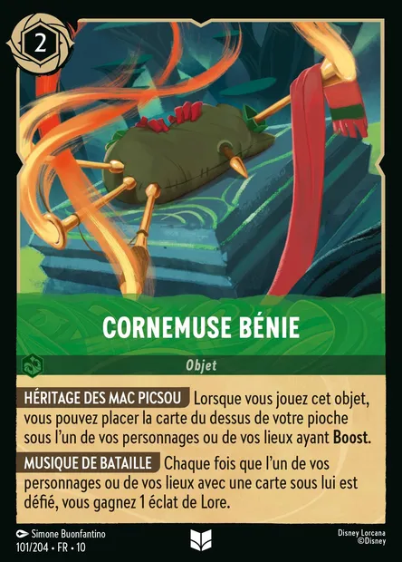 Cornemuse bénie, carte Disney Lorcana CH10-101 — extension Lueurs dans les Profondeurs
