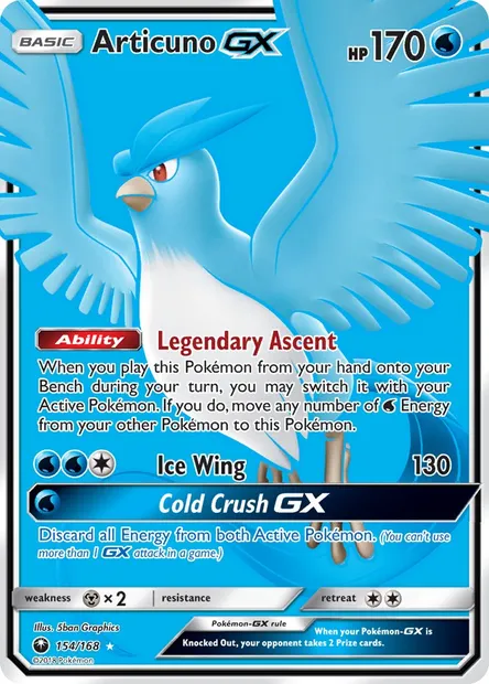 Articuno GX, Pokémon card CES 154 — Celestial Storm set