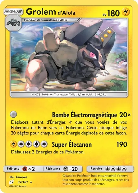 Grolem d’Alola, carte Pokémon TEU 37 — extension Duo de Choc