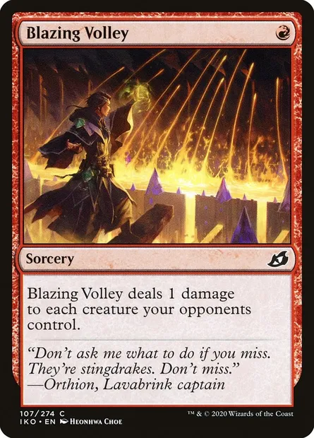 Blazing Volley, Magic card IKO 107 — Ikoria: Lair of Behemoths set
