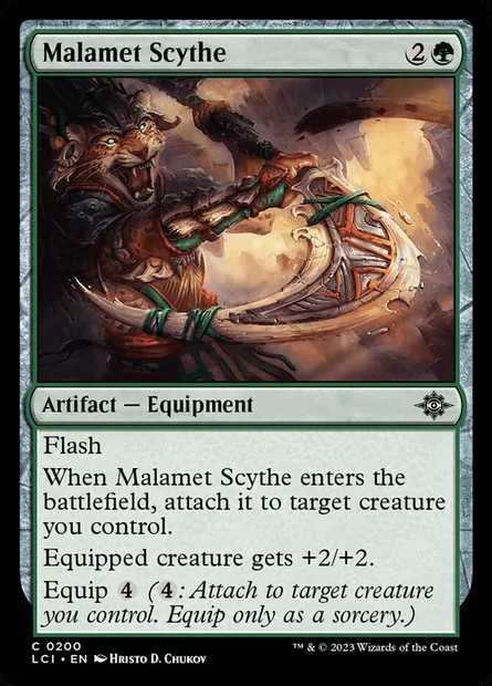 Malamet Scythe, Magic card LCI 200 — The Lost Caverns of Ixalan set