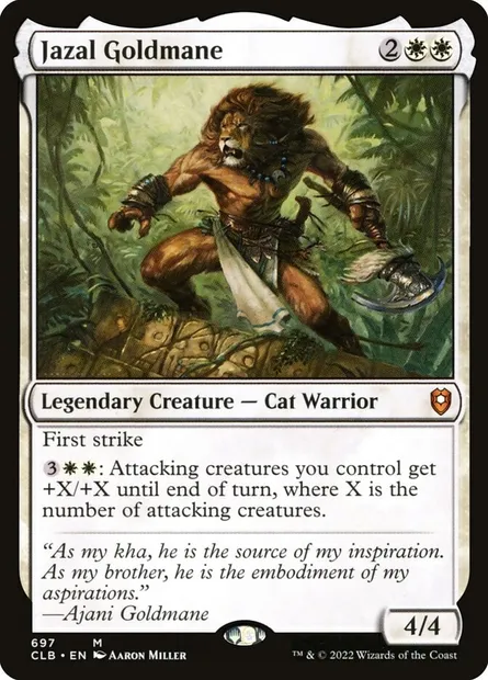 Jazal Goldmane, Magic card CLB 697 — Commander Legends: Battle for Baldur's Gate set