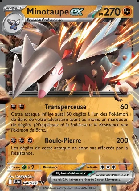 Minotaupe-ex, carte Pokémon BLK 046 — extension Foudre Noire