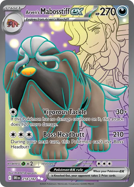 Arven's Mabosstiff ex, Pokémon card DRI 218 — Destined Rivals set