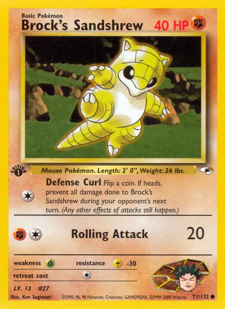 Brock's Sandshrew, carte Pokémon GH 71 — extension Gym Heroes