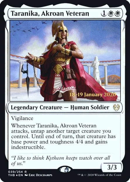 Taranika, Akroan Veteran, Magic card PTHB 39s — Theros Beyond Death Promos set
