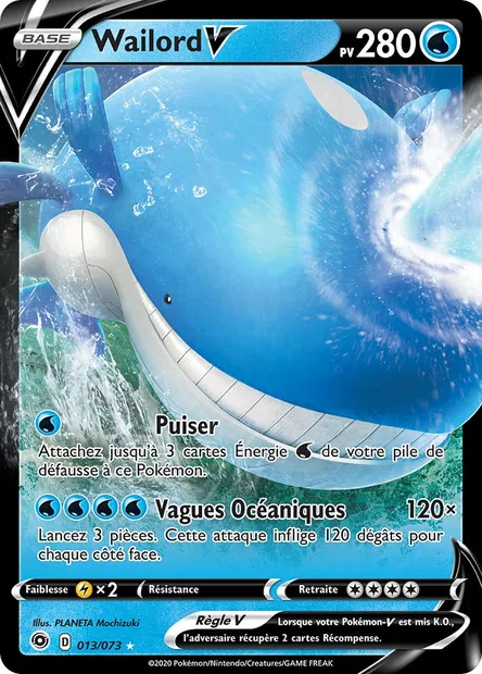 Wailord V, carte Pokémon CPA 13 — extension La Voie du Maître