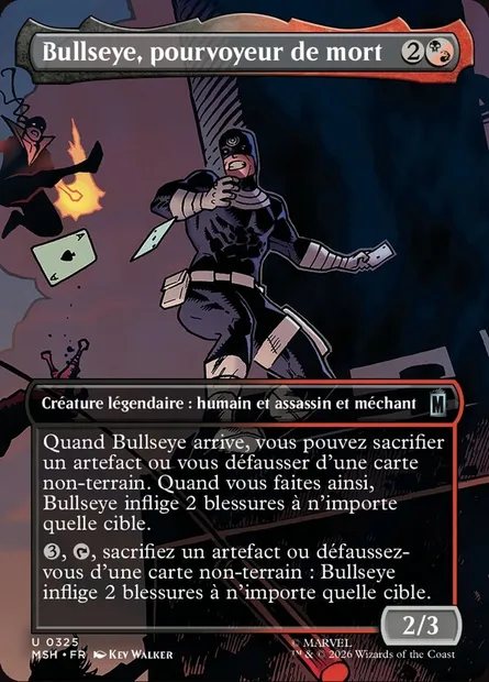 Bullseye, pourvoyeur de mort, carte Magic MSH 325 — extension Marvel Super Heroes
